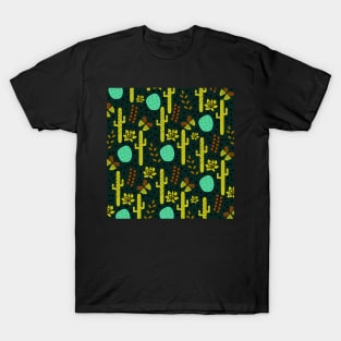 Cacti and butterflies at night T-Shirt